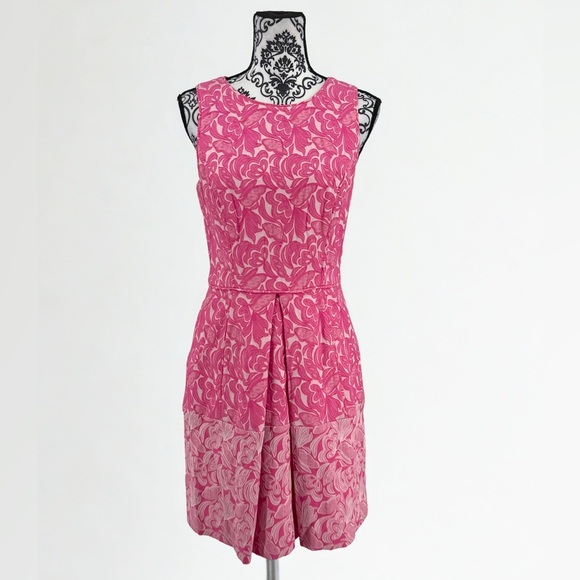 Cynthia Steffe Pink Floral Pleated Sleeveless Mini Dress Fit and Flare Tea Party - Picture 6 of 12